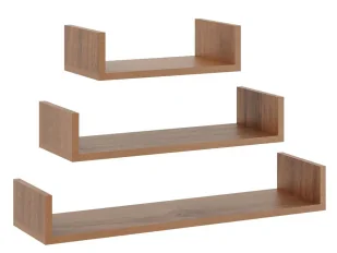 Zestaw 3 półek ściennych w kolorze orzech M4-P34 - Półki do salonu Zestaw 3 półek ściennych w kolorze orzech M4-P34 - Półki do salonu - miniaturka - grafika 1
