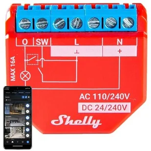 Shelly Shelly Plus 1PM - 1x przekaźnik 30VDC / 230VAC WiFi 16A - pomiar energii - aplikacja Android / iOS ALT-20949 - Systemy inteligentnych domów - miniaturka - grafika 1