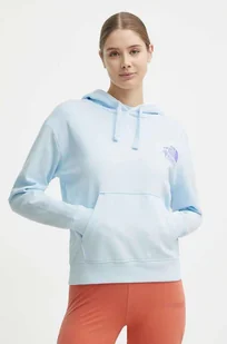 The North Face bluza bawełniana damska kolor niebieski z kapturem z nadrukiem NF0A87DYO0R1 - Bluzy damskie - miniaturka - grafika 1