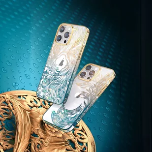 Luksusowe etui iPhone 14 Pro z kryształami Kingxbar Phoenix - złoto-niebieskie - Etui i futerały do telefonów - miniaturka - grafika 5