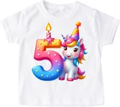 Koszulki dla dziewczynek - Koszulka na 5 urodziny dla dziewczynki - miniaturka - grafika 1