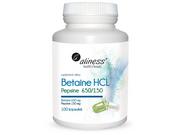 Suplementy diety - aliness Betaine HCL, Pepsyna 650/150 mg 100 kapsułek 5902596935900 - miniaturka - grafika 1