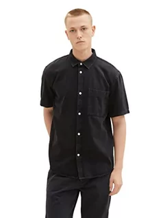 Koszule męskie - TOM TAILOR Denim Męska koszula dżinsowa z kieszenią na piersi, 10240 - Black Denim, S - grafika 1