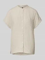 Bluzki damskie - Bluzka lniana o kroju relaxed fit z krótkim rękawem - miniaturka - grafika 1