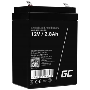 Green Cell Akumulator bezobsługowy AGM VRLA 12V 2.8Ah do systemów alarmowych i zabawek AGM42 - Baterie do zasilaczy awaryjnych UPS - miniaturka - grafika 1