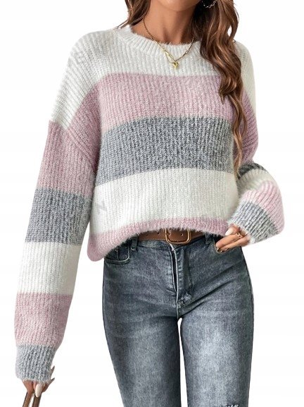 SHEIN SWETER W PASKI Z DŁUGIM RĘKAWEM 40/42 ŁSF
