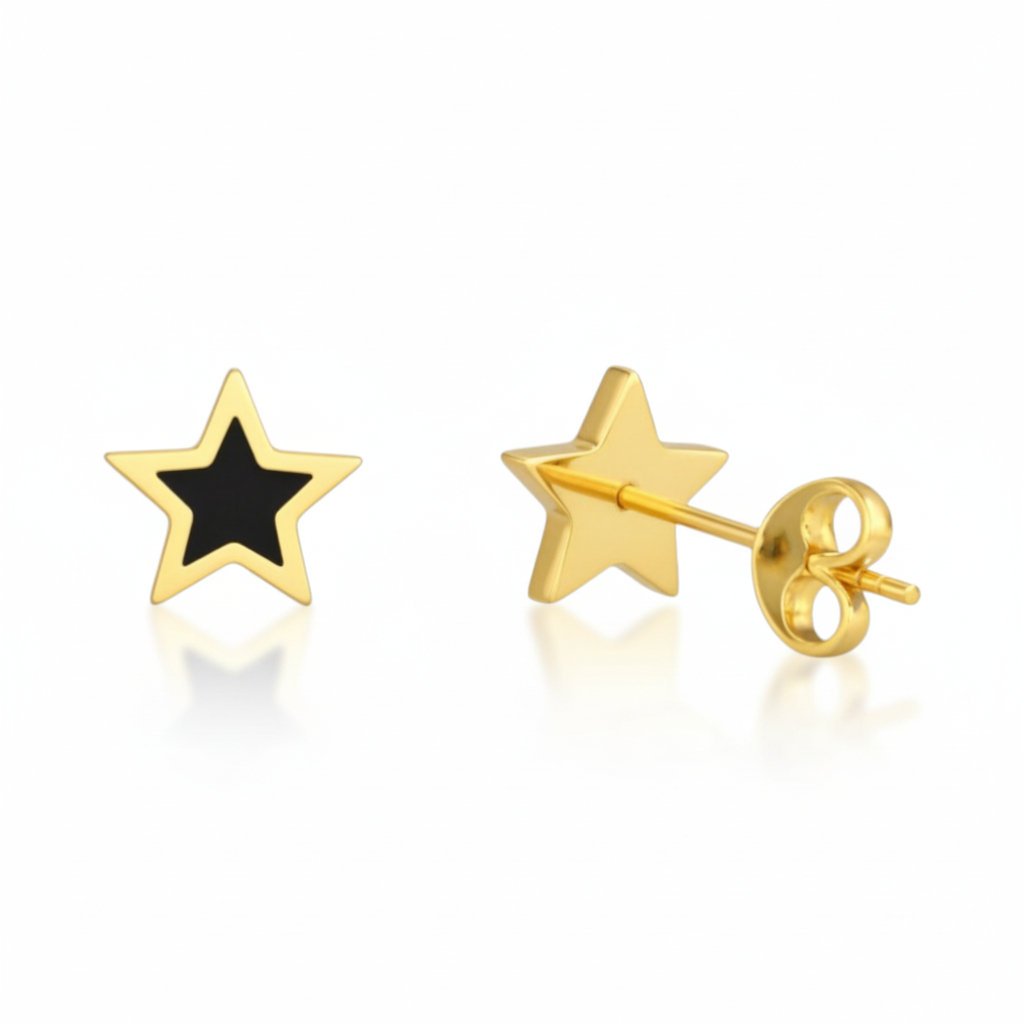 Kolczyki gwiazdki złote 9,5 mm stal sztyfty
