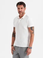 Koszulki męskie - Polo koszulka z bawełnianej dzianiny pique ecru V7 OM-POSS-0103 XXL - miniaturka - grafika 1