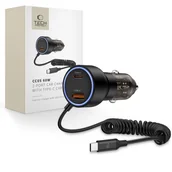 Ładowarki samochodowe - TECH-PROTECT CC05 2-PORT CAR CHARGER PD60W + CABLE BLACK - miniaturka - grafika 1