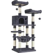 Drapaki dla kotów - Drapak dla kota z budką przydymiony szary 55x45x14 - miniaturka - grafika 1