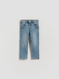 Reserved - Jeansy slim z haftem - niebieski - Spodnie i spodenki dla dziewczynek - miniaturka - grafika 1