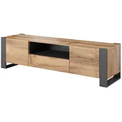 Szafki RTV - Szafka RTV WOOD 180/44/48 dąb wotan + antracyt WOOD RTV - miniaturka - grafika 1