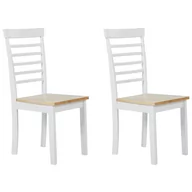 Krzesła - Beliani Zestaw 2 krzeseł do jadalni jasne drewno z białym BATTERSBY - miniaturka - grafika 1