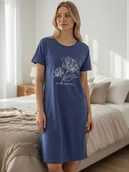 Bielizna nocna - Bawełniana koszula nocna granatowy S - miniaturka - grafika 1