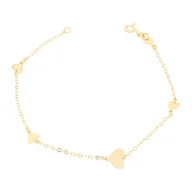 Bransoletki - Złota bransoletka celebrytka z serduszkami 16+3 cm pr. 585 - miniaturka - grafika 1