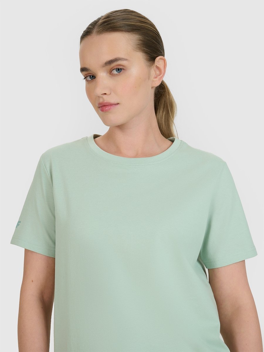 T-shirt oversize z nadrukiem damski 4F 4FWSS25TTSHF2238-47S Zielony Roz. XL