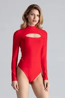 Odzież ciążowa - BODY z długim rękawem STÓJKA z wycięciem na biuście czerwone S - miniaturka - grafika 1