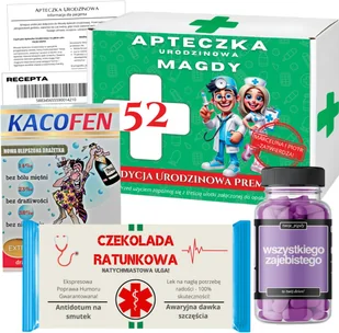 Śmieszny Prezent na Urodziny dla Kobiety Dziewczyny Chłopaka APTECZKA PERSONALIZOWANA - Zestawy upominkowe - miniaturka - grafika 1