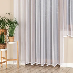 Długa gotowa firana żakardowa z fabrycznymi otworami na drążek, kolor biały, Eliza, rozmiar: 300x230 cm - Firany - miniaturka - grafika 1