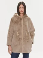 Płaszcze damskie - Liu Jo Futro MF3069 E0863 Beżowy Regular Fit - miniaturka - grafika 1