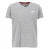 Odzież taktyczna i umundurowanie - Koszulka Alpha Industries Basic V-Neck T Small Logo 106513 17 - Szary Melanż S - miniaturka - grafika 1