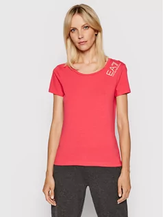 Koszulki i topy damskie - Emporio Armani EA7 T-Shirt 6KTT16 TJCRZ 1406 Różowy Slim Fit - grafika 1
