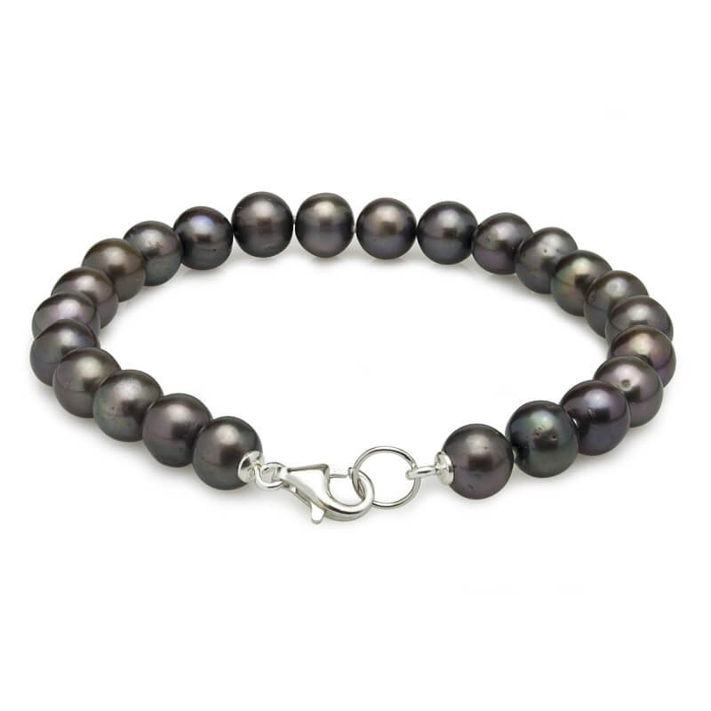 Apearl, bransoletka z prawdziwych czarnych pereł, 6,5-7,5mm