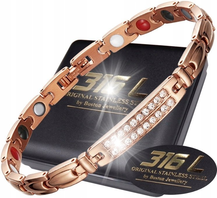 ZDROWOTNA BRANSOLETKA MAGNETYCZNA RÓŻOWE ZŁOTO