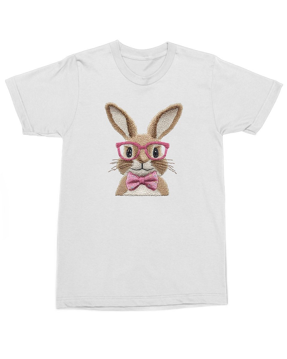 Koszulka Wielkanocna Zając z muszką Elegancki Zajączek Biała XL