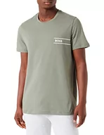 Koszulki męskie - BOSS T-shirt męski TShirtRN 24 z bawełny organicznej z paskami i logo, -343 Open Green, S - miniaturka - grafika 1