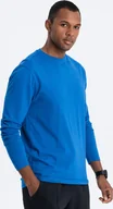 Koszulki męskie - Ombre Męski longsleeve BASIC z okrągłym dekoltem - niebieski V9 OM-LSBL-0106 S - miniaturka - grafika 1