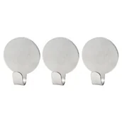 Wieszaki i stojaki - Fackelmann 61340 haczyki do przyklejenia wykonana ze stali nierdzewnej, okrągły, 3 sztuki, srebrny, 3,7 x 3 x 3 cm 61340 - miniaturka - grafika 1
