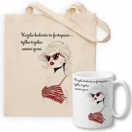 Gadżety dla niej i dla niego - Zestaw Torba Eko Kubek KOBIETA JEST JAK FORTEPIAN - miniaturka - grafika 1