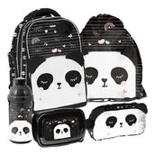 Bidony dla dzieci - Zestaw Szkolny 5-Elementowy Panda Paso Dla Dziewczynki Plecak Worek Piórnik Śniadaniówka Bidon - miniaturka - grafika 1