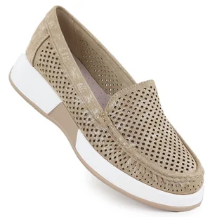 Półbuty damskie ażurowe na platformie złote Sergio Leone 094H złoty - Półbuty damskie - miniaturka - grafika 1