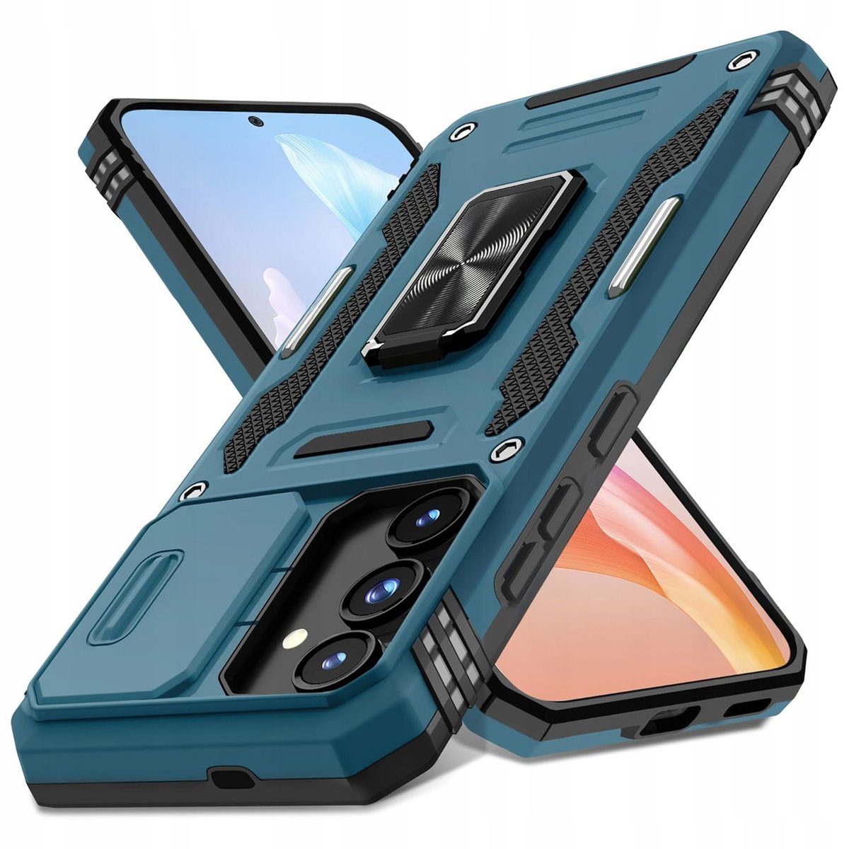 Etui do Samsung S24+ Plus Niebieskie Pancerne z Podstawką Case Turkusowe