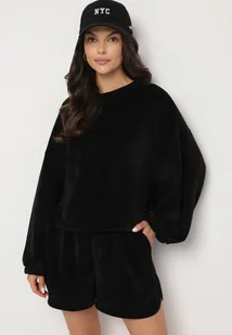 Czarny Dzianinowy Komplet Bluza i Szorty Novanisa - Komplety damskie - miniaturka - grafika 1