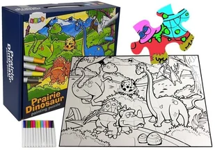 Import LEANToys Puzzle Do Kolorowania Dinozaury Pisaki 24 elem LT-7797-0 - Puzzle - miniaturka - grafika 2