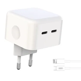 XO Ładowarka sieciowa L102 PD 35W 2x USB-C biała + kabel USB-C - Lightning - Ładowarki do telefonów - miniaturka - grafika 1