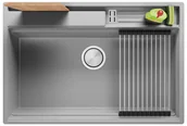 Zlewozmywaki - Zlewozmywak granitowy jednokomorowy + wkładka ociekowa gratis Oslo 80 Pocket Multilevel kolor Szary. Baterie kuchenne i syfon do wyboru. Primagran - miniaturka - grafika 1