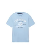Koszulki męskie - T-shirt męski TOM TAILOR z nadrukiem logo wykonany z bawełny, 32245-wyblakły średni niebieski, XL - miniaturka - grafika 1