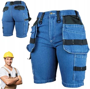 KRÓTKIE SPODENKI MOCNE Spodnie robocze męskie JEANS szorty MONTERSKIE BHP - Odzież robocza - miniaturka - grafika 1