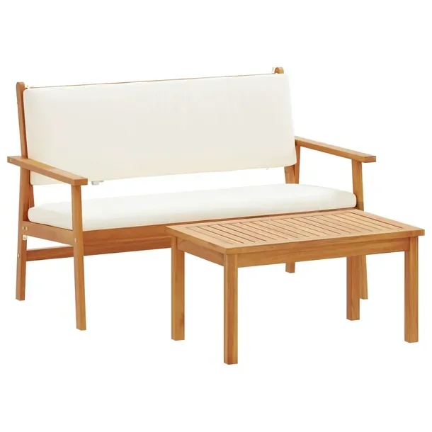 Zestaw Mebli Ogrodowych z Drewna Akacjowego, Kremowy, 120x65.5x79 cm