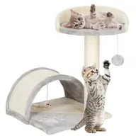 Drapaki dla kotów - Słupek do drapania dla kota sizal drapak 2 poziomy z legowiskiem i mostkiem 47 cm - miniaturka - grafika 1