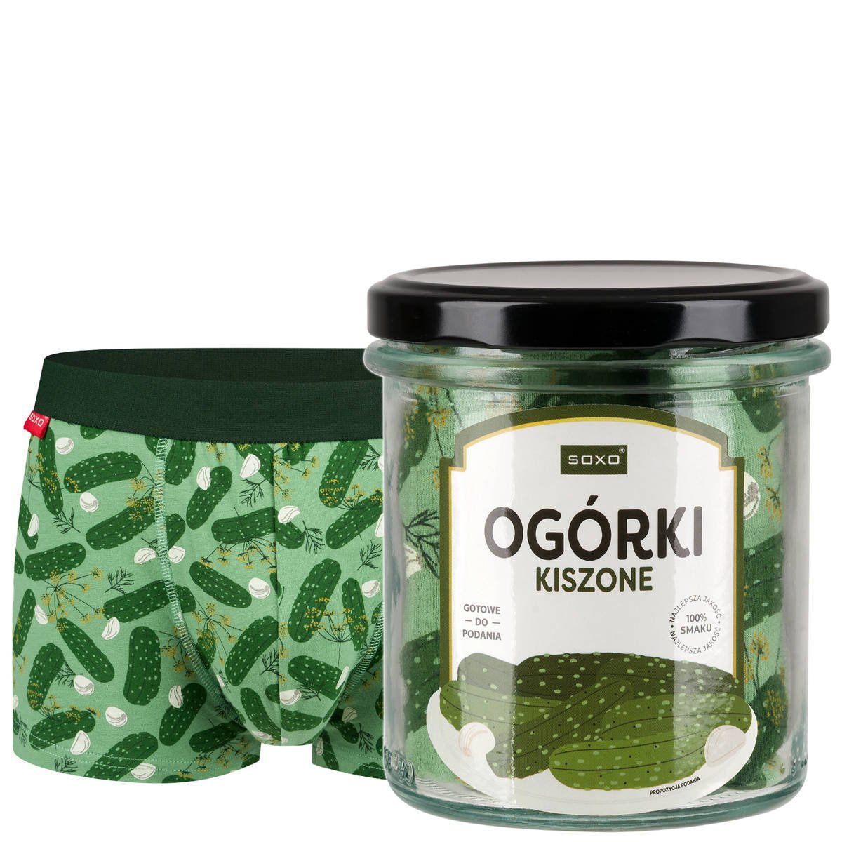 Bokserki Męskie Ogórki Kiszone w Słoiku - M