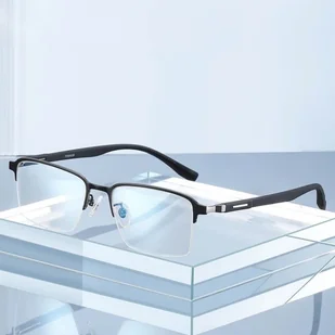 Ultralekkie tytanowe okulary zerówki z filtrem Blue Light do komputera Czarne TN825 - Okulary korekcyjne, oprawki, szkła - miniaturka - grafika 1