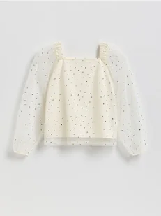 Reserved - Tiulowa bluzka - złamana biel - Bluzki dla dziewczynek - miniaturka - grafika 1