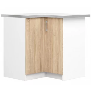 Szafka kuchenna narożna AKORD S90 z blatem system LIMA Biała 84 cm - 2 drzwi, fronty kolor Dąb Sonoma, mat, 2 półki - 84x44,5x85,5 cm - Szafki kuchenne - miniaturka - grafika 2