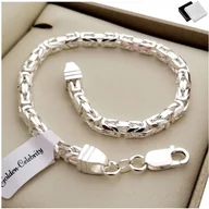 Bransolety męskie - Srebrna Gruba Bransoletka Splot Królewski 925 23CM - miniaturka - grafika 1