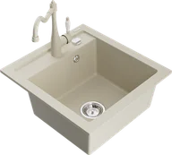 Zlewozmywaki z baterią - Mexen Vito zlewozmywak granitowy 1-komorowy z baterią kuchenną Carla, beżowy - 6503-69-670700-69 - miniaturka - grafika 1